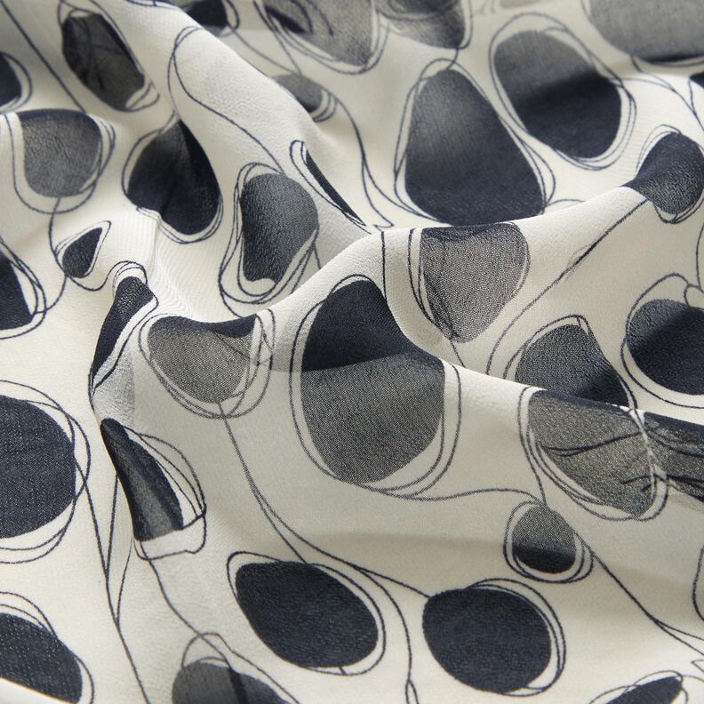 Chiffon Círculos abstratos – branco/preto,  image number 2