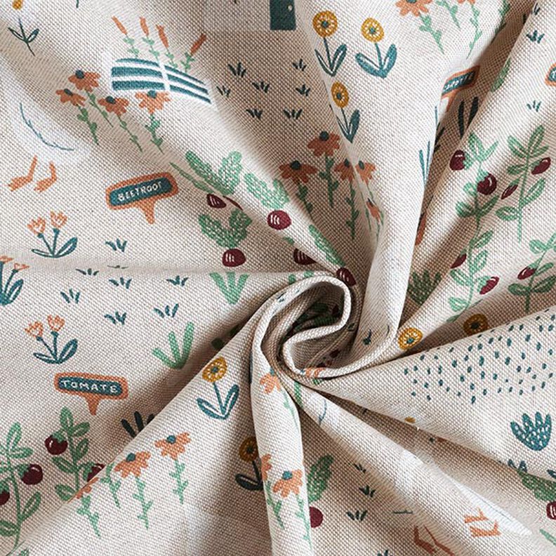 Tecido para decoração Meio linho Panamá Quinta – natural/verde,  image number 3