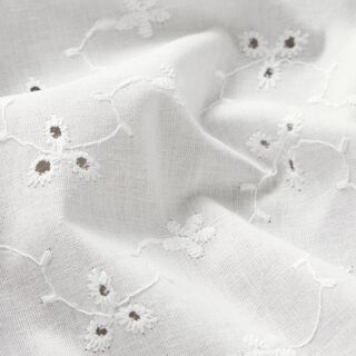 Tecido de algodão Bordado inglês Flores com gavinha – branco, 