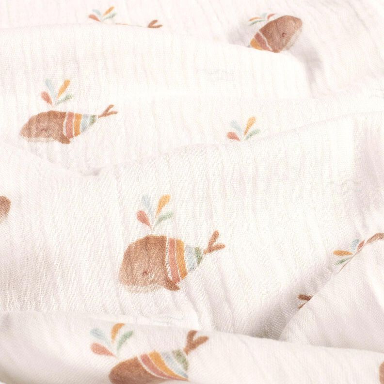 Musselina/ Tecido plissado duplo Baleia às riscas Impressão Digital – marfim,  image number 2