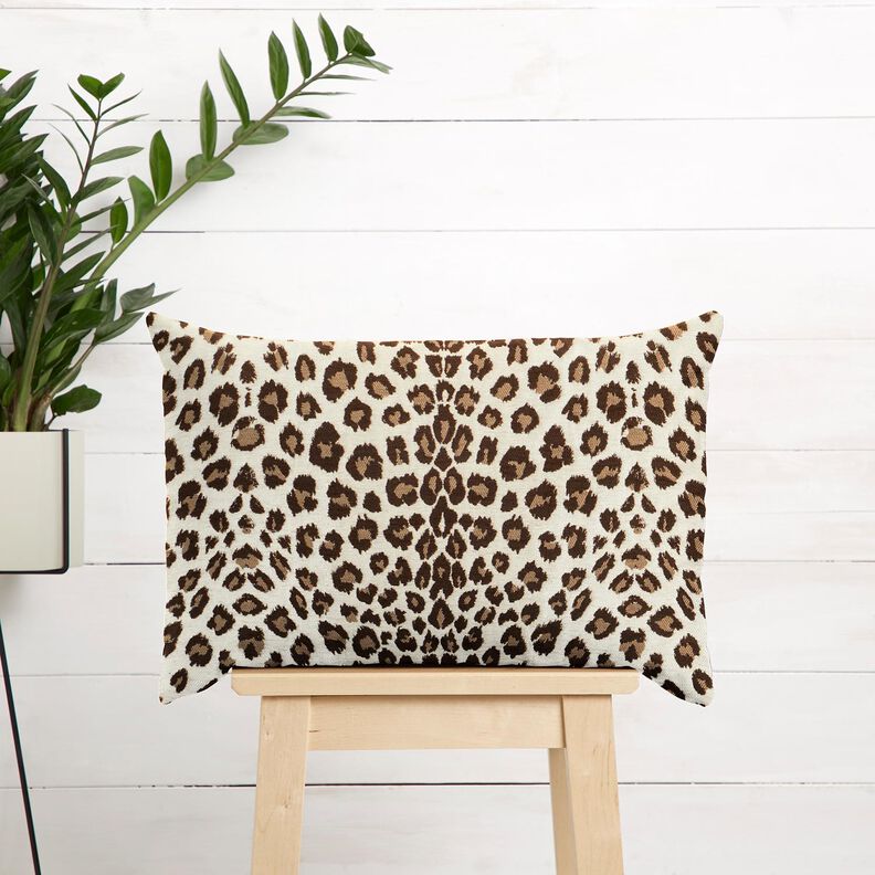 Tecido para estofos Jacquard Leopardo – creme/anémona,  image number 7