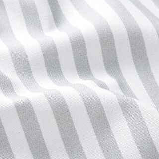 Tecido para decoração Meio linho Panamá Riscas longitudinais – cinzento claro/branco, 
