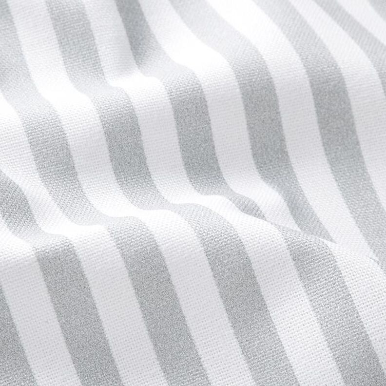 Tecido para decoração Meio linho Panamá Riscas longitudinais – cinzento claro/branco,  image number 2