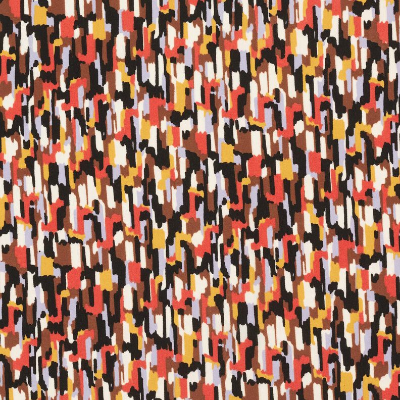 Tecido crepe Pinceladas &ndash; preto/terracota,  image number 1