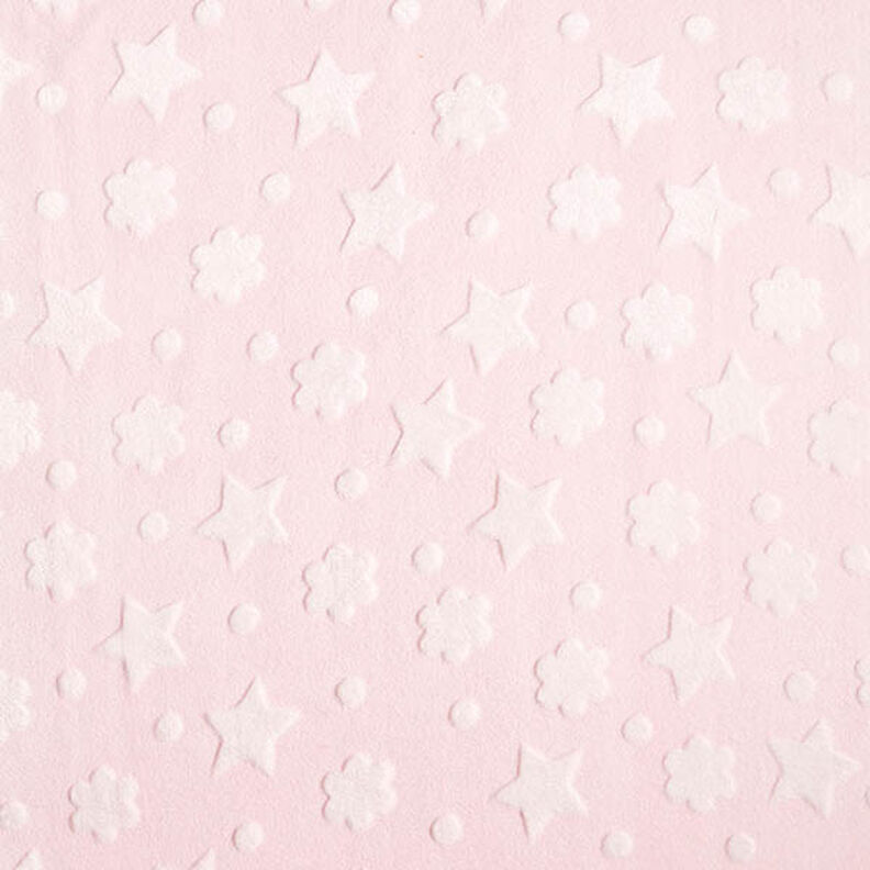 Tecido polar fofinho Estrelas e flores – rosé,  image number 1