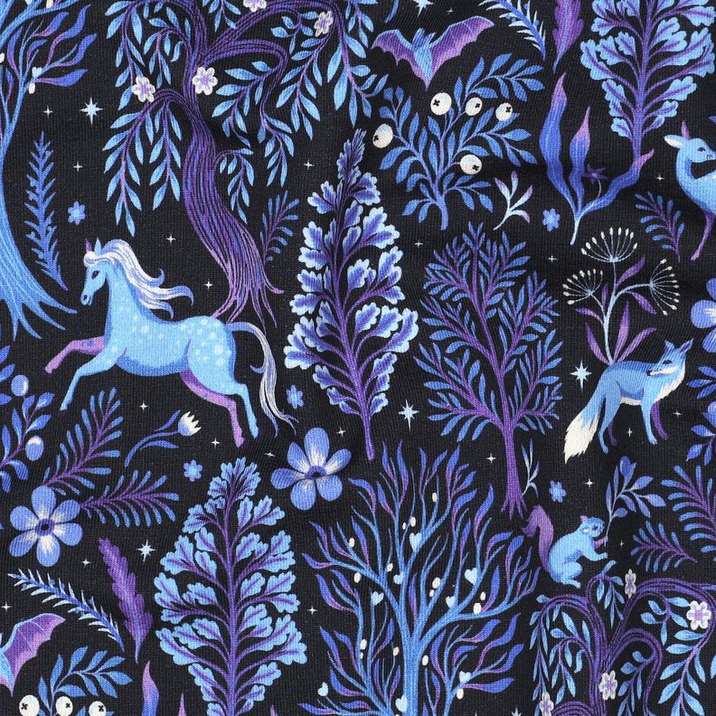 French Terry Sweat de verão Floresta de conto de fadas Impressão Digital | Poppy Fabrics – preto,  image number 2