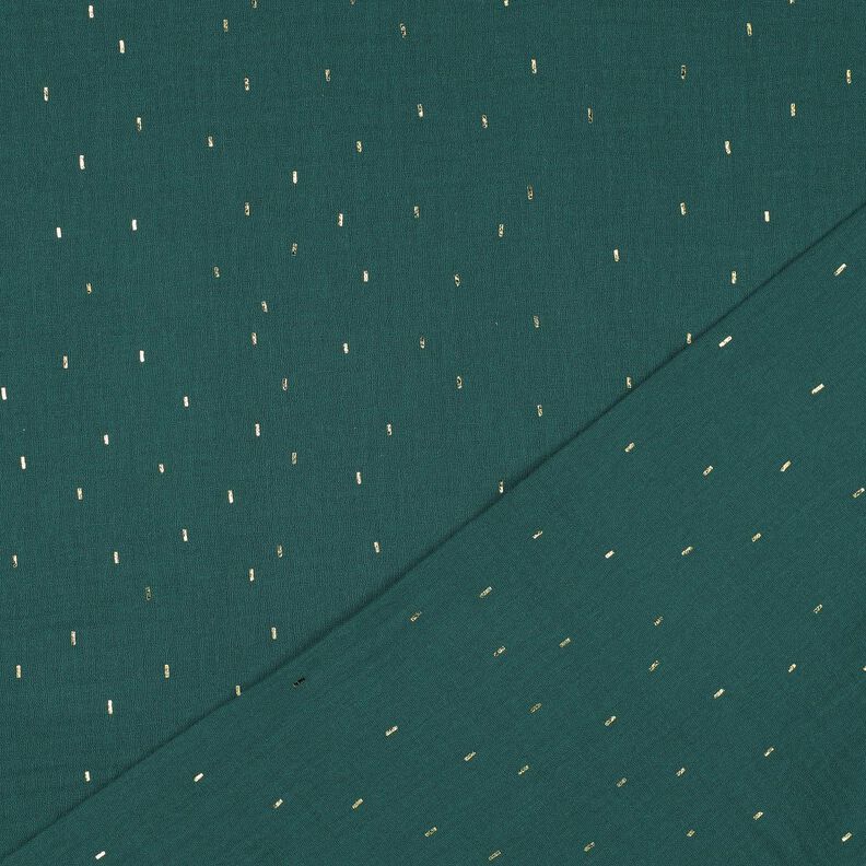 Musselina/ Tecido plissado duplo Retangular Estampado prateado | Poppy Fabrics – pinheiro azul/ouro,  image number 4