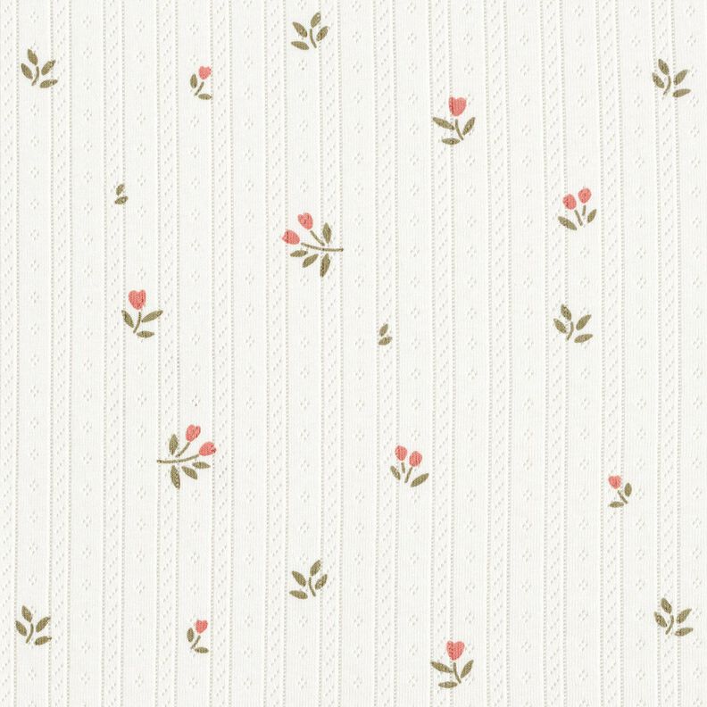 Ajour Jersey de algodão Túlipas – marfim,  image number 1