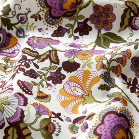 Popelina de algodão Flores Paisley – marfim/vermelho violeta médio, 
