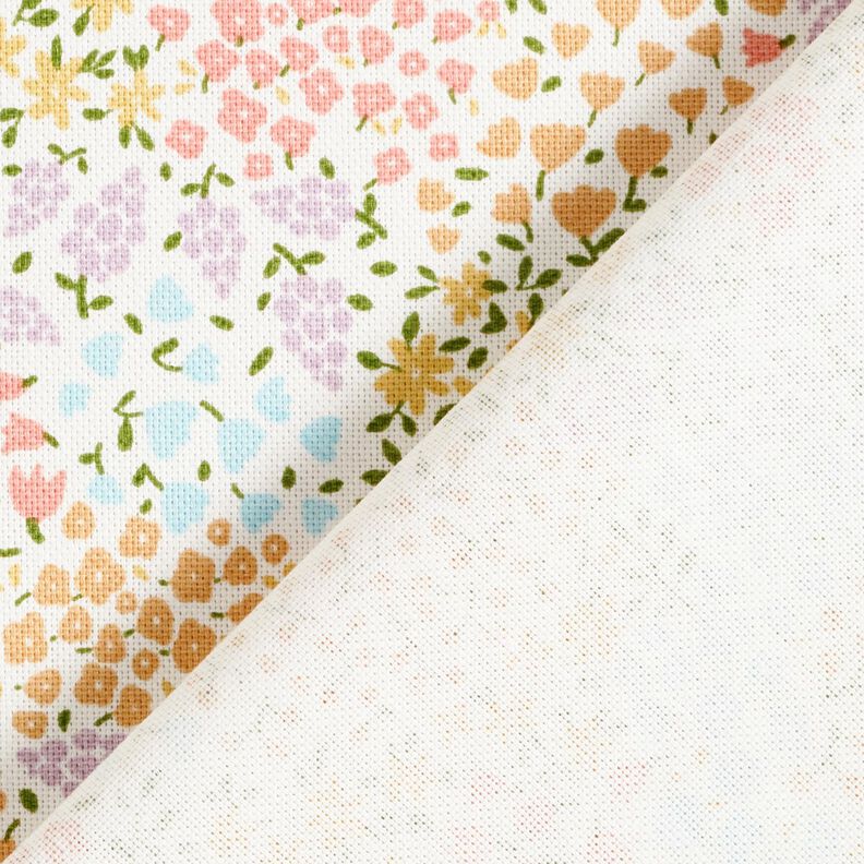 Tecido para decoração Meio linho Panamá Mini flores coloridas – marfim/rosa,  image number 4