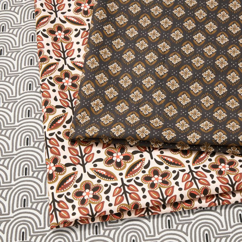 Tecido para decora&ccedil;&atilde;o Meio linho Panam&aacute; Arcos minimalistas &ndash; branco/cinzento,  image number 5