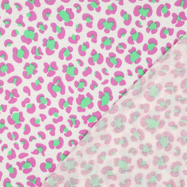 Musselina/ Tecido plissado duplo Estampado Leo colorido | Poppy Fabrics – marfim/verde claro | Retalho 90cm,  image number 4