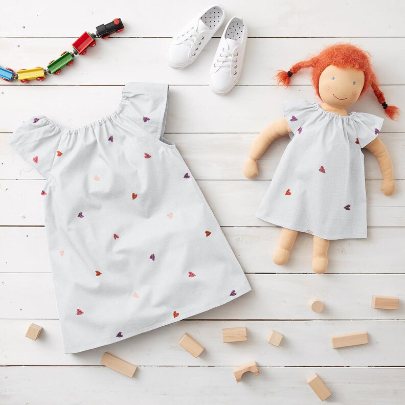 Musselina/ Tecido plissado duplo Corações bordados | Poppy Fabrics – branco/rosé,  image number 5