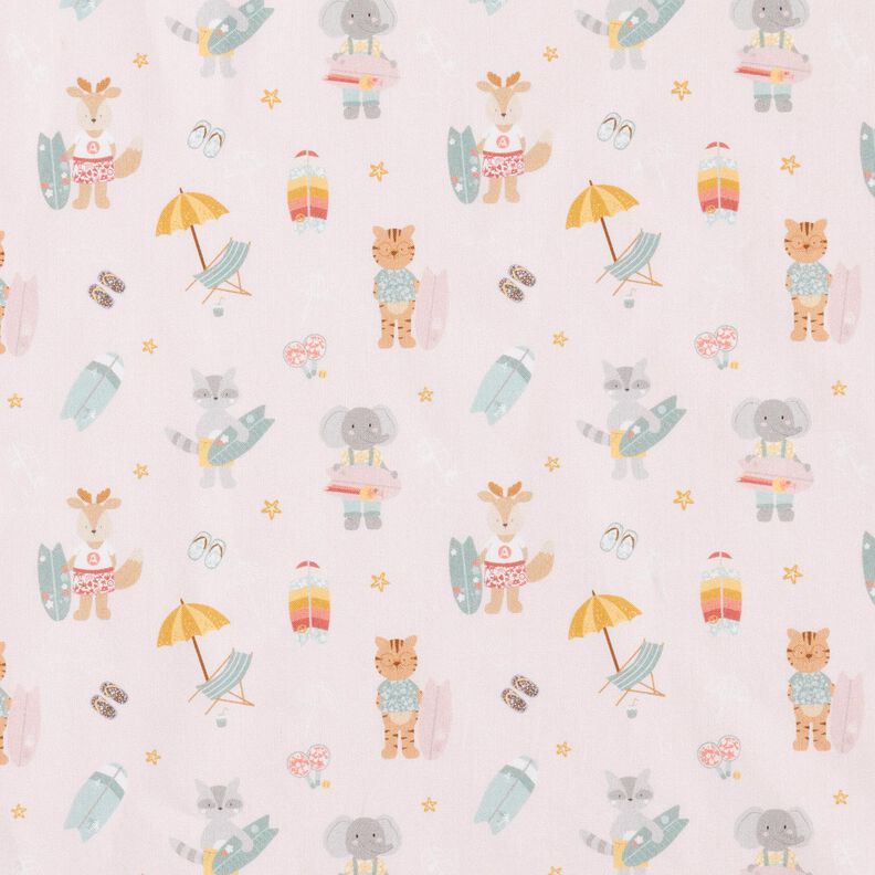 Popelina de algodão Bio Animais surfistas – rosé,  image number 1