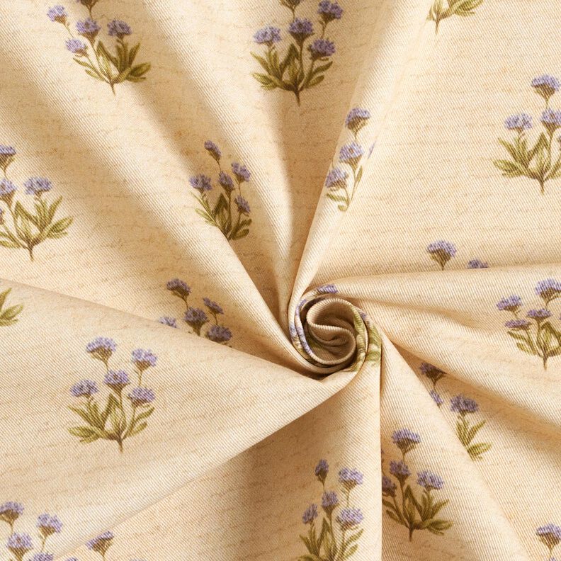 Tecido para decoração Sarja de algodão Flores e inscrição  – bege,  image number 3