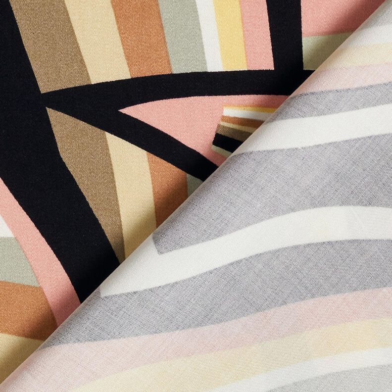 Tecido de viscose Linhas abstratas – preto/ouro rosé,  image number 4