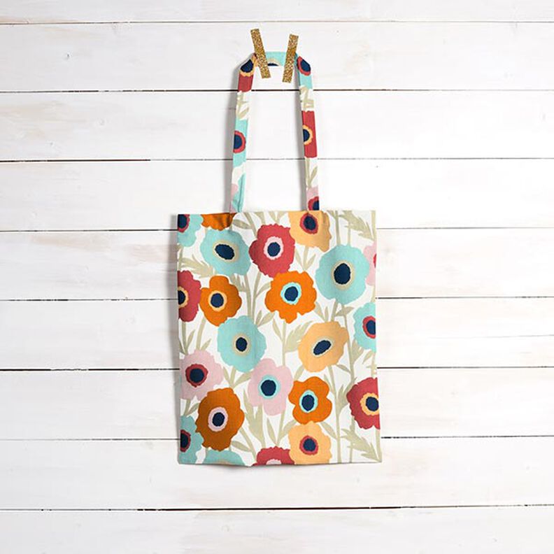 Tecido de algodão Cretone Flores pintadas – eucalipto/branco,  image number 8