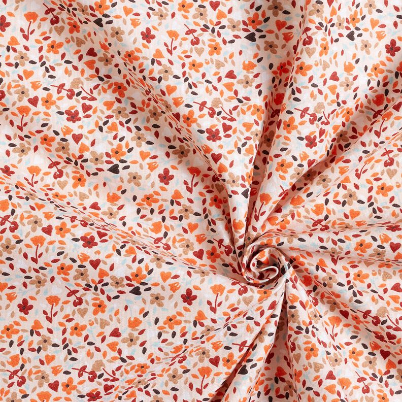 Tecido de algodão Cretone Flores espalhadas – rosé/laranja-pêssego,  image number 3