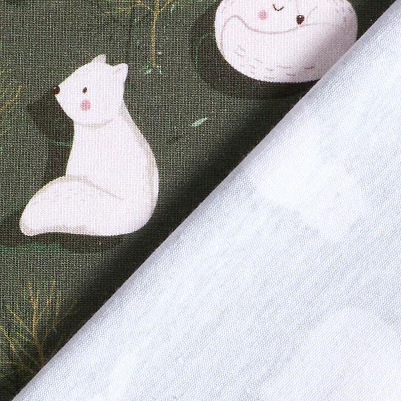 Jersey de algodão orgânico Raposa-do-ártico e marmota Impressão Digital – pinheiro escuro,  image number 4
