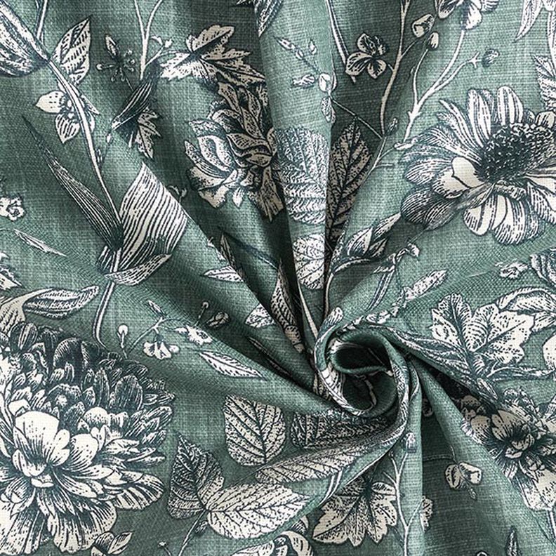 Tecido para decoração Meio linho Panamá Plantas opulentas – pinheiro azul,  image number 3
