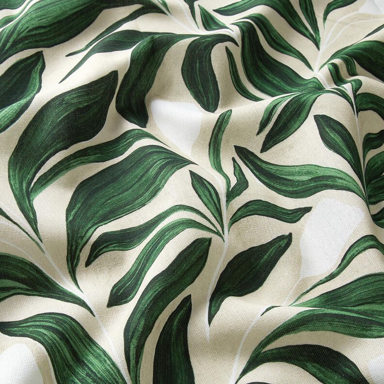 Tecido para decoração Lona plantas sofisticadas – verde escuro/natural,  image number 2