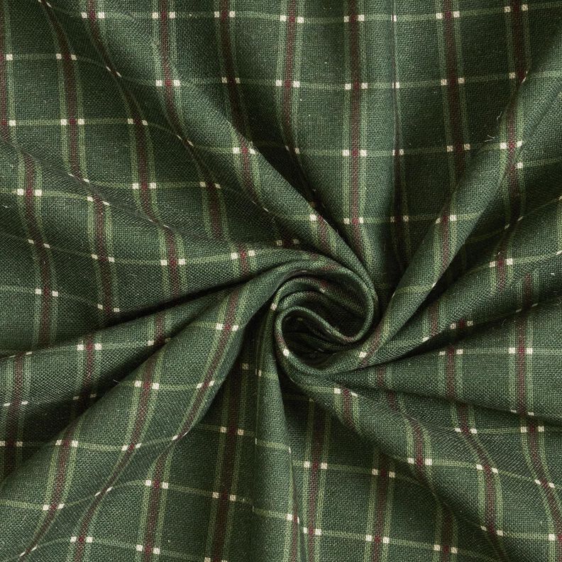 Tecido para decoração Meio linho Panamá Xadrez elegante – verde pinheiro/carmin,  image number 3