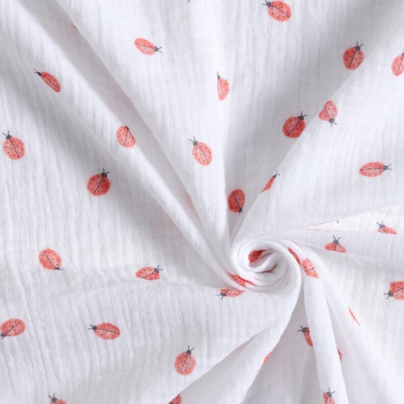 Musselina/ Tecido plissado duplo Joaninha Impressão Digital | Poppy Fabrics – branco,  image number 3