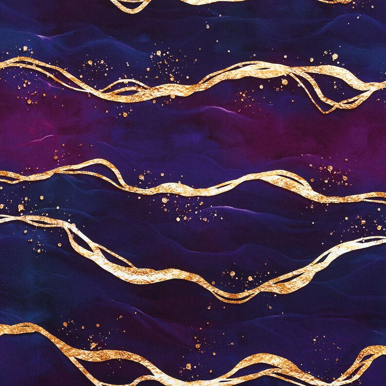 Jersey de algodão Mármore sonhador | Glitzerpüppi  – vermelho violeta médio/ouro velho,  image number 1