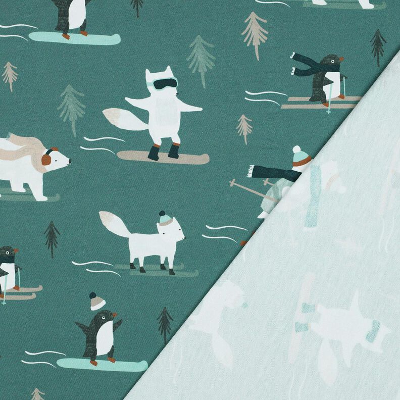 French Terry Sweat de verão Animais de desportos de inverno Impressão Digital | Poppy Fabrics – azul,  image number 4