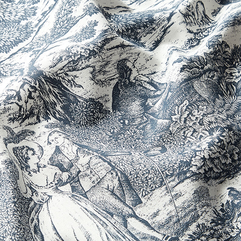 Tecido para decoração Meio linho Panamá Toile de Jour – azul-marinho/branco sujo,  image number 2