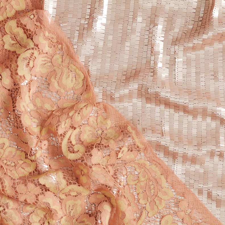 Tecido de renda Flores rom&acirc;nticas &ndash; salm&atilde;o/amarelo-baunilha,  image number 5