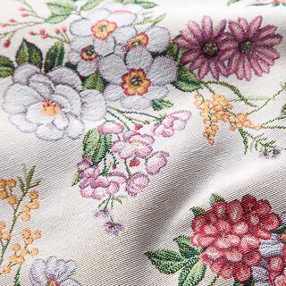 Tecido para decoração Gobelina Flores misturadas – branco sujo/lilás, 