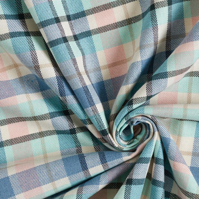 Mistura de algodão Sarja xadrez – azul brilhante/rosa-claro,  image number 3