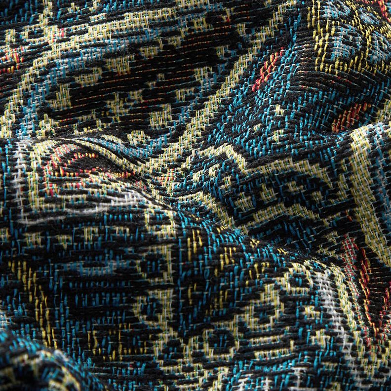 Tecido para decoração Gobelina Flores Mandala – preto/azul,  image number 2