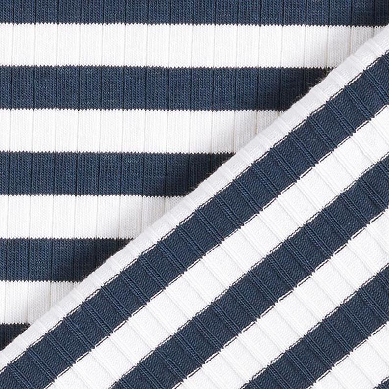 Jersey canelado Riscas diagonais com fio tingido – branco sujo/azul-marinho,  image number 4