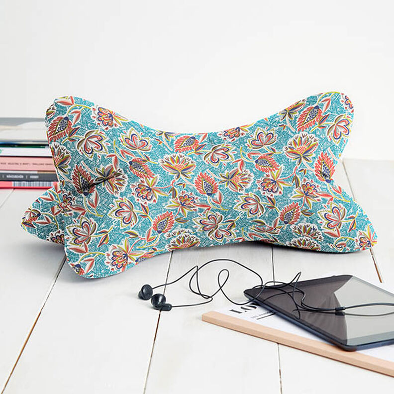 Cretone Folhas étnicas – azul petróleo,  image number 7