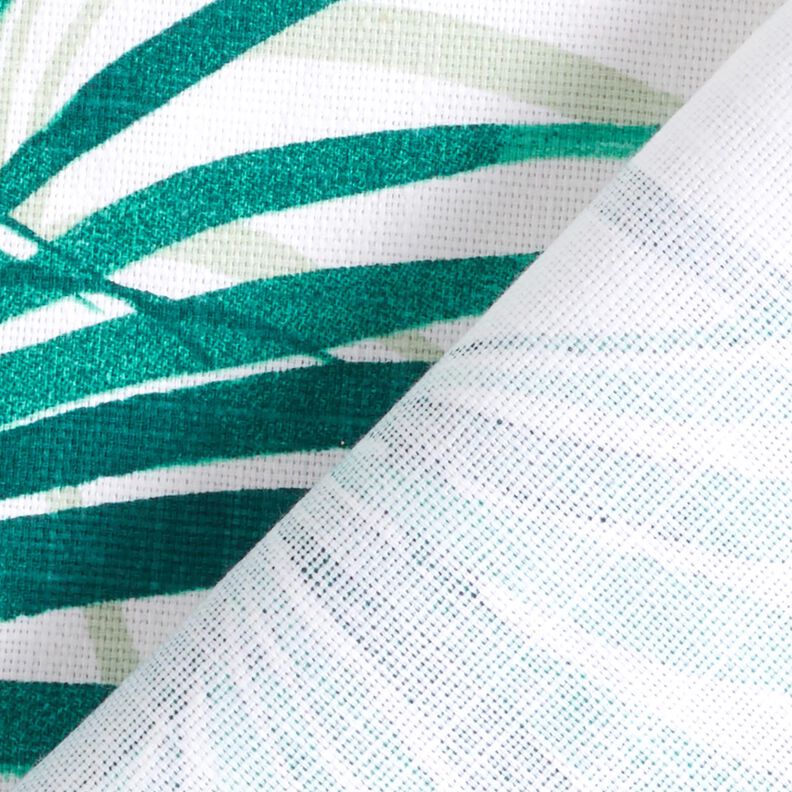 Tecido para decoração Panamá Folha de palmeira – branco/verde esmeralda,  image number 4