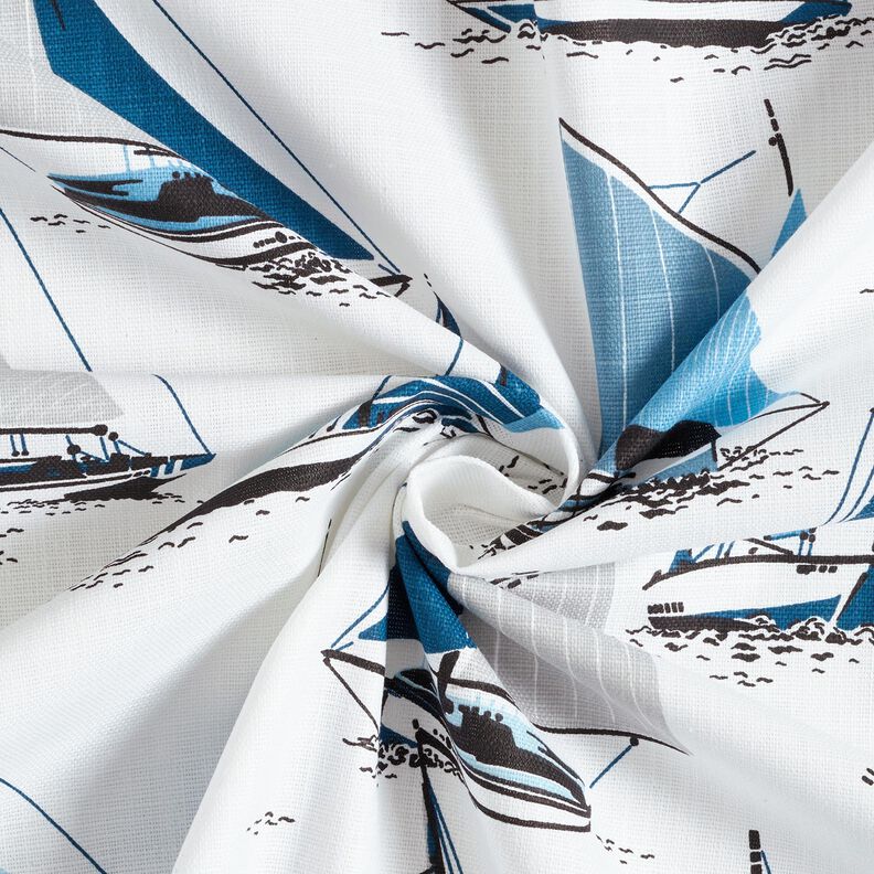 Tecido para decoração Panamá Veleiros – branco/azul-oceano,  image number 3