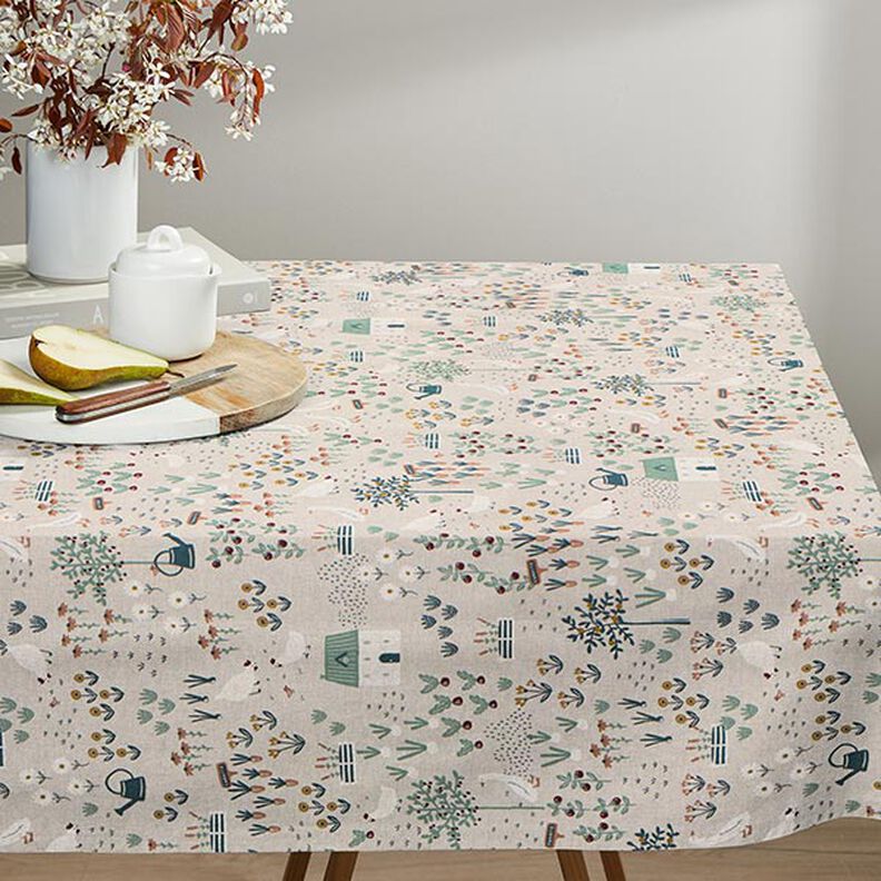 Tecido para decoração Meio linho Panamá Quinta – natural/verde,  image number 9