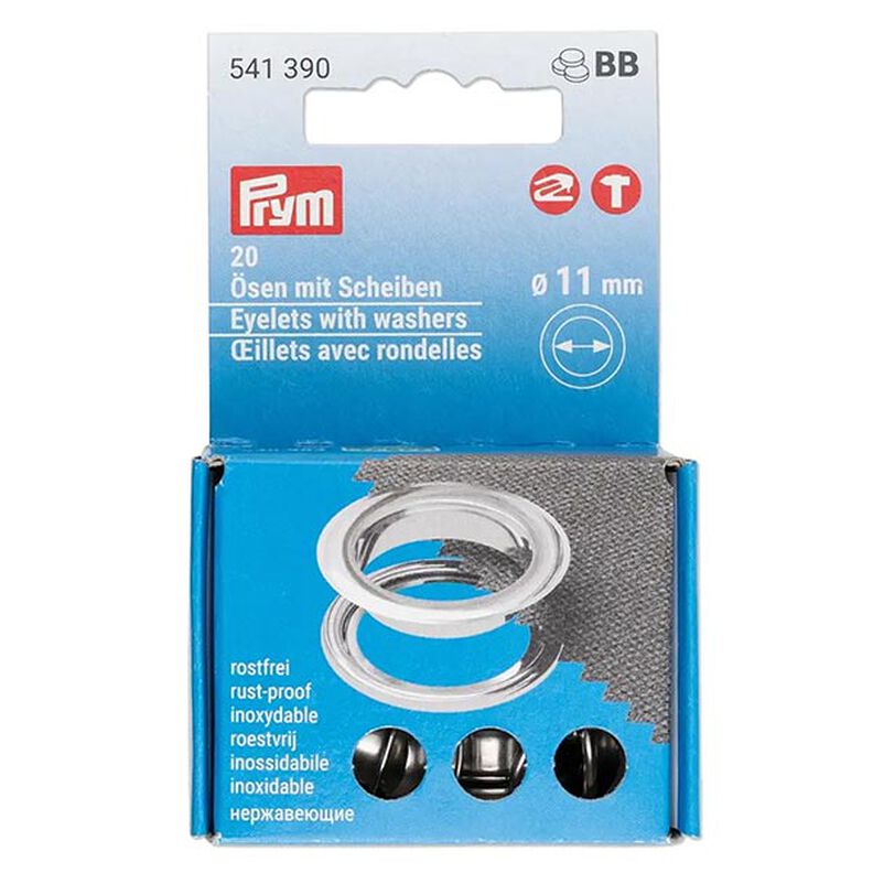 Ilhós com anilhas [20 peças | Ø 11 mm] | Prym – prateado metálica,  image number 1