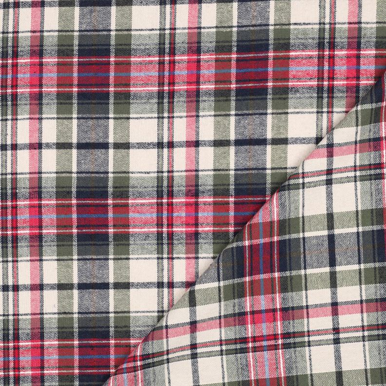 Flanela de algodão Xadrez | Poppy Fabrics – oliva/vermelho,  image number 4
