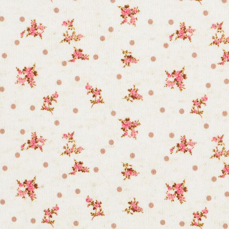 Tecido de malha fina Ramos de rosas – branco/pink,  image number 1