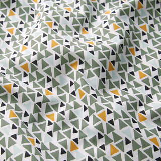 Tecido de algodão Cretone Mini triângulos – verde amarelado/branco, 