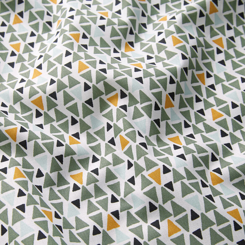 Tecido de algodão Cretone Mini triângulos – verde amarelado/branco,  image number 2