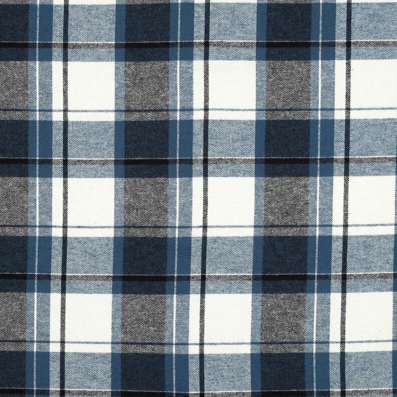 Flanela de algodão Xadrez grande – azul ganga/branco sujo,  image number 1