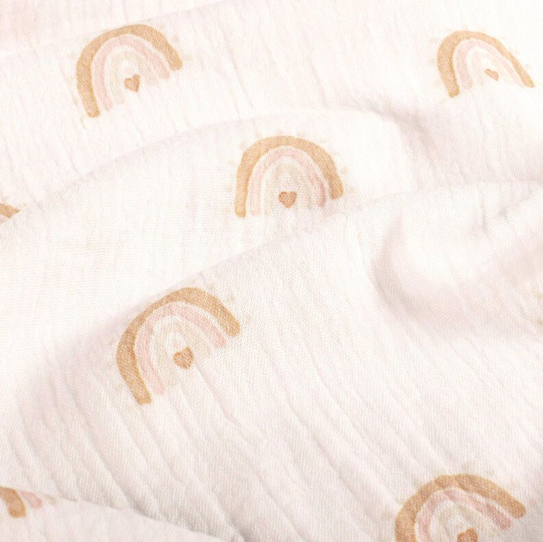 Musselina/ Tecido plissado duplo Aguarela Arco-íris Impressão Digital – marfim,  image number 2