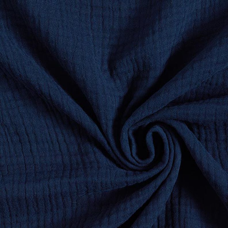 GOTS Musselina de algodão de três camadas – azul-noite,  image number 1