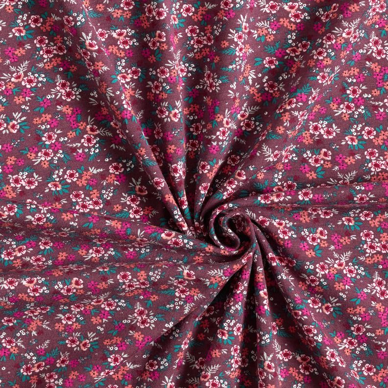 Jersey de algodão Mar de florzinhas – merlot/cor de coral,  image number 3