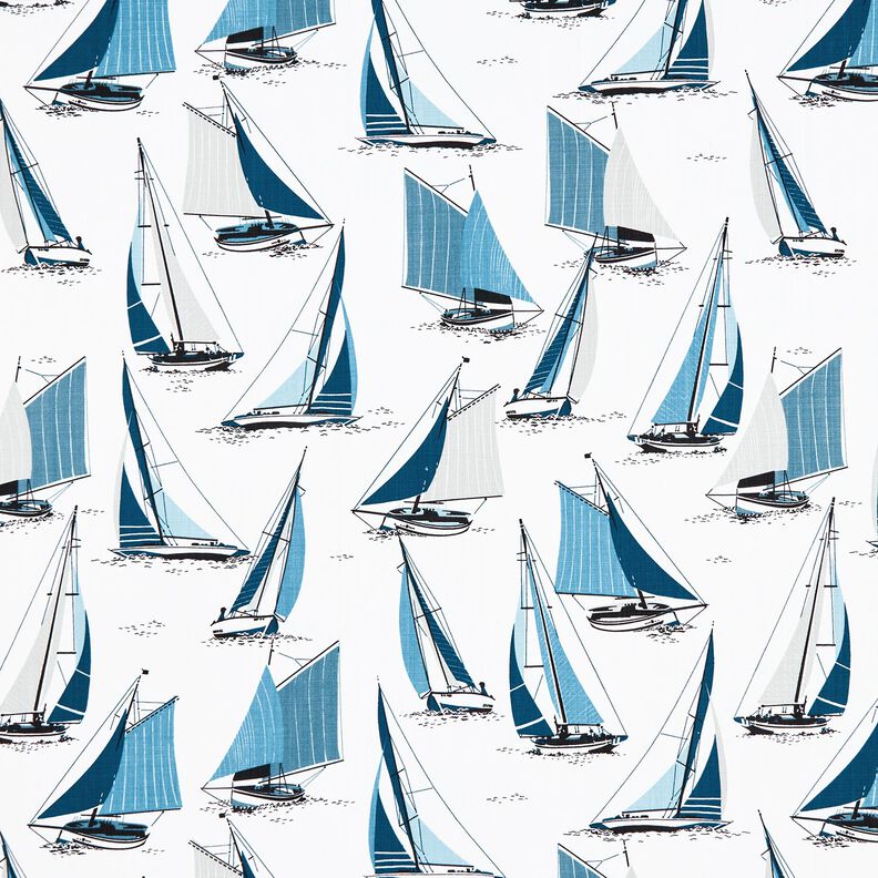 Tecido para decoração Panamá Veleiros – branco/azul-oceano,  image number 1