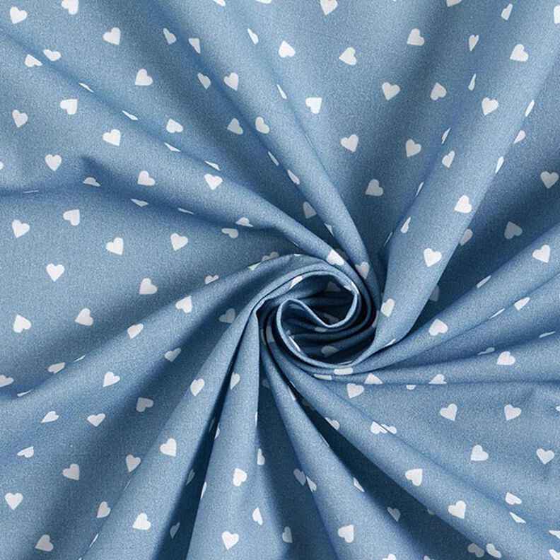 Corações espalhados de popeline de algodão orgânico – jeans azul claro,  image number 3